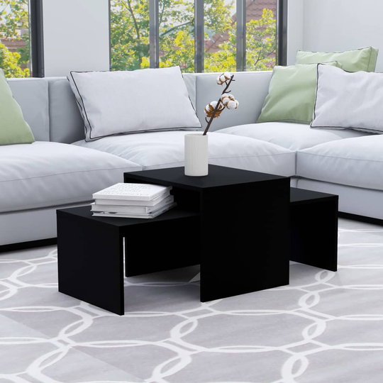 vidaXL Sohvapöytäsarja musta 100x48x40 cm lastulevy