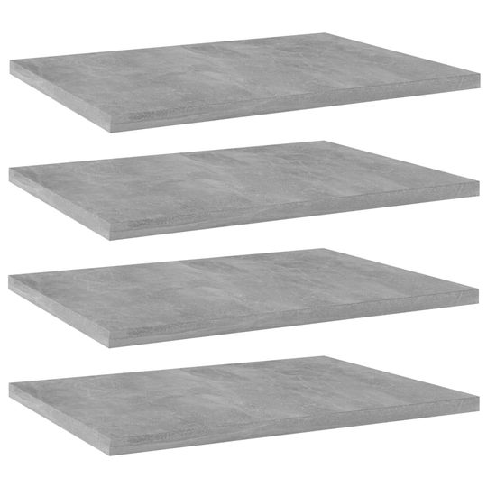 vidaXL Kirjahyllytasot 4 kpl betoninharmaa 40x30x1,5 cm lastulevy