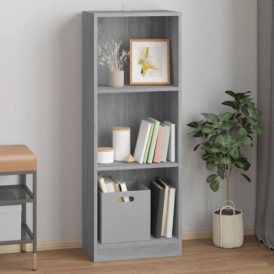 vidaXL 3-tasoinen Kirjahylly harmaa Sonoma 40x24x109 cm tekninen puu