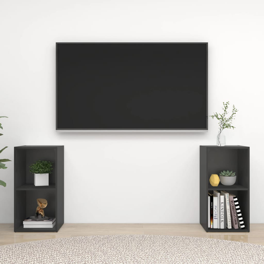 vidaXL TV-tasot 2 kpl harmaa 72x35x36,5 cm lastulevy