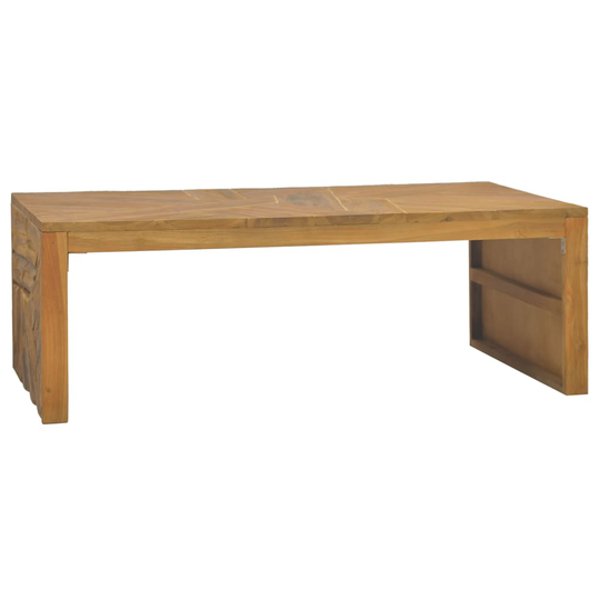 vidaXL Sohvapöytä eroosio täysi tiikki 110x35x38 cm