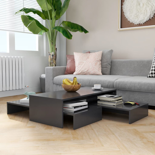 vidaXL Sohvapöytäsarja harmaa 100x100x26,5 cm lastulevy