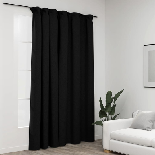vidaXL Pellavamainen pimennysverho koukuilla antrasiitti 290x245 cm