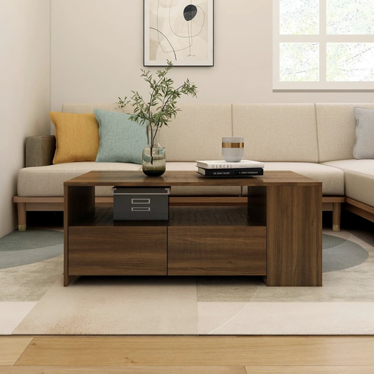 vidaXL Sohvapöytä ruskea tammi 102x55x42 cm tekninen puu
