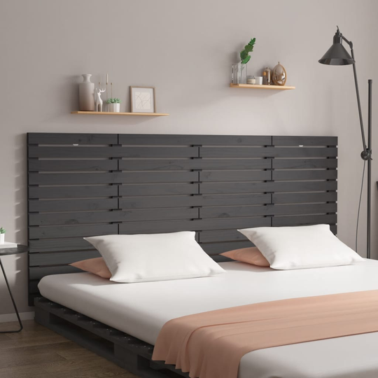 vidaXL Sängynpääty seinälle harmaa 186x3x91,5 cm täysi mänty