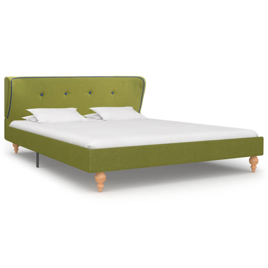 280710 vidaXL Bed Frame Green Fabric 135x190 cm (UK/NO/IE/FI/DE/FR/NL only)