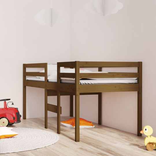 vidaXL Korotettu sänky hunajanruskea 90x200 cm täysi mänty