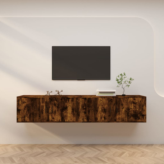 vidaXL Seinäkiinnitettävät TV-kaapit 2 kpl savutammi 100x34,5x40 cm