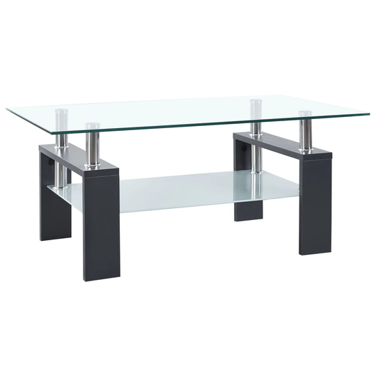 vidaXL Sohvapöytä harmaa ja läpinäkyvä 95x55x40 cm karkaistu lasi