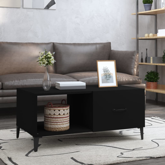 vidaXL Sohvapöytä musta 90x50x40 cm tekninen puu
