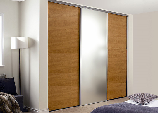 Liukuovet Prestige, 1 peili ja 2 melamiiniovea oviaukkoon 241-300x255 cm