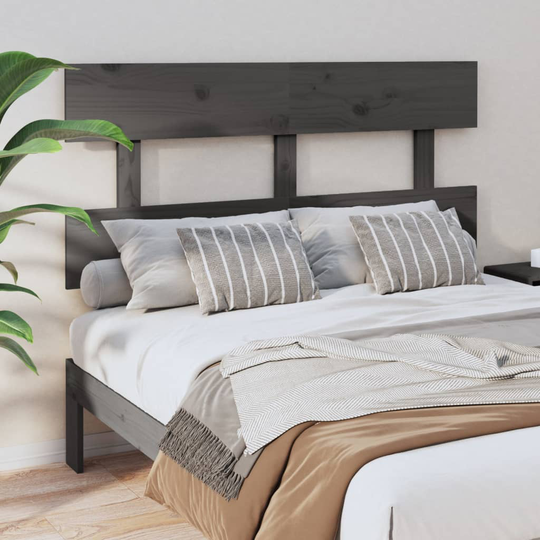 vidaXL Sängynpääty harmaa 124x3x81 cm täysi mänty