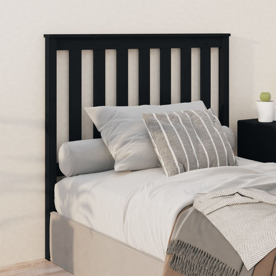 vidaXL Sängynpääty musta 106x6x101 cm täysi mänty