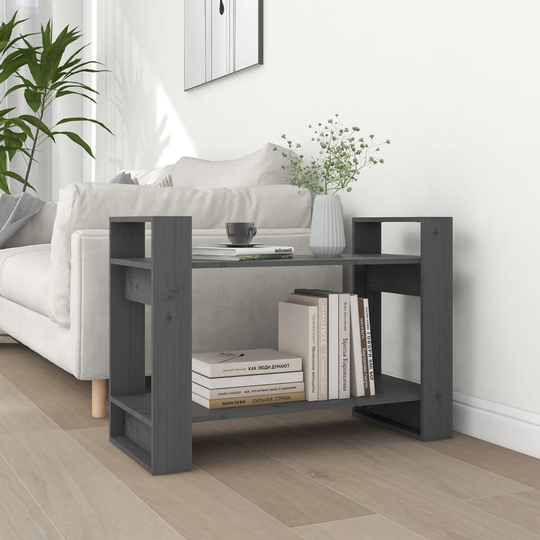 vidaXL Kirjahylly/tilanjakaja harmaa 80x35x56,5 cm täysi mänty
