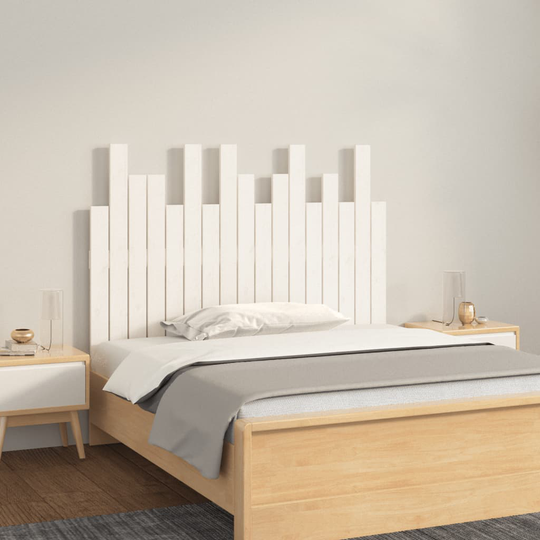 vidaXL Sängynpääty seinälle valkoinen 108x3x80 cm täysi mänty
