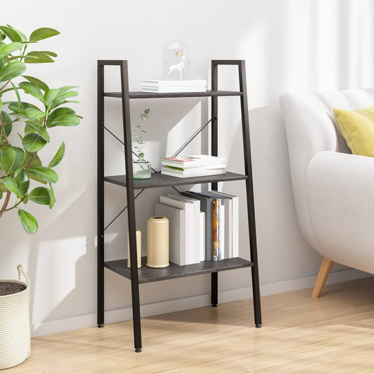 vidaXL 3-kerroksinen Lattiahylly musta 56x35x108 cm
