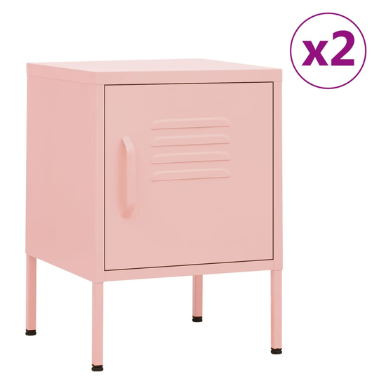 vidaXL Yöpöydät 2 kpl vaaleanpunainen 35x35x51 cm teräs
