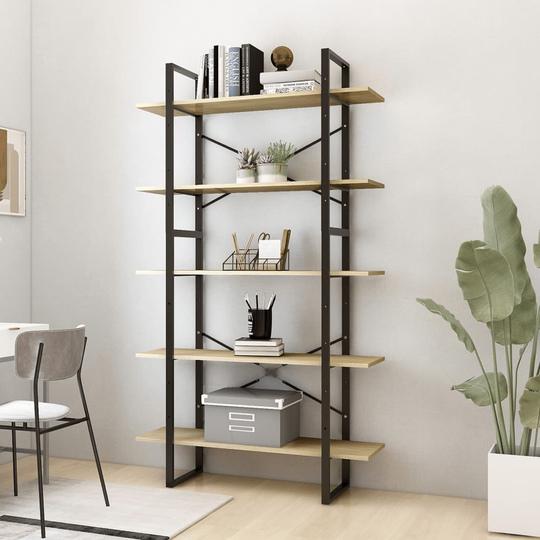 vidaXL 5-tasoinen kirjahylly Sonoma-tammi 100x30x175 cm lastulevy