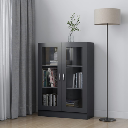 vidaXL Vitriinikaappi harmaa 82,5x30,5x115 cm lastulevy