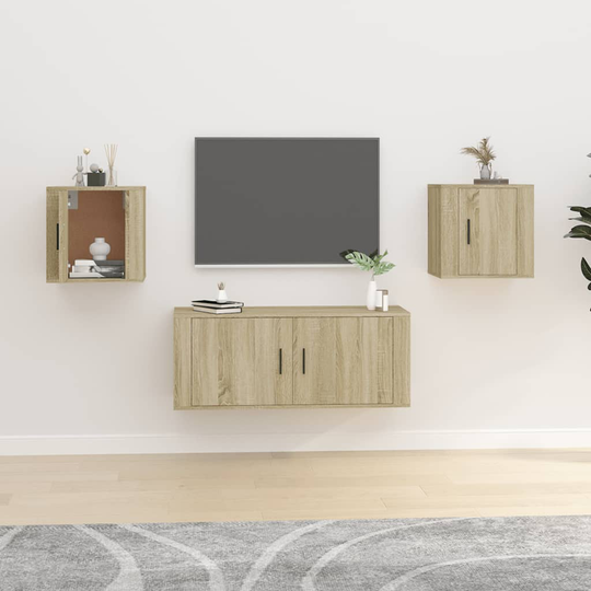 vidaXL Seinäkiinnitettävät TV-tasot 2 kpl Sonoma-tammi 40x34,5x40 cm