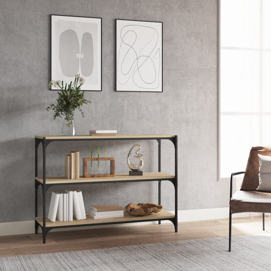 vidaXL Kirjahylly Sonoma-tammi 100x33x70,5 cm tekninen puu ja teräs
