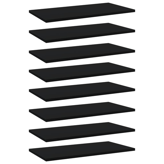 vidaXL Kirjahyllytasot 8 kpl musta 60x30x1,5 cm lastulevy