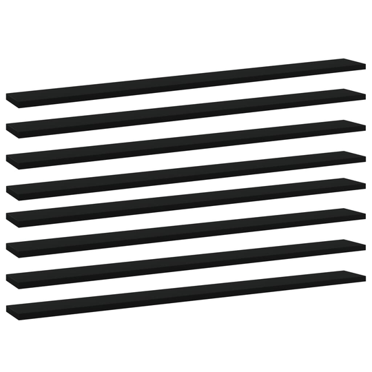 vidaXL Kirjahyllytasot 8 kpl musta 100x10x1,5 cm lastulevy