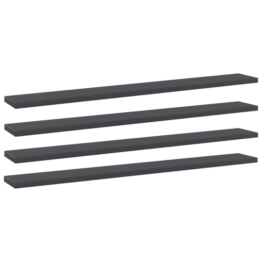 vidaXL Kirjahyllytasot 4 kpl harmaa 80x10x1,5 cm lastulevy