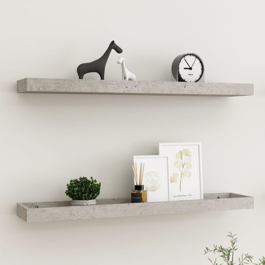 vidaXL Loggia seinähyllyt 2 kpl betoninharmaa 80x15x4 cm MDF