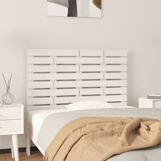 vidaXL Sängynpääty seinälle valkoinen 106x3x63 cm täysi mänty