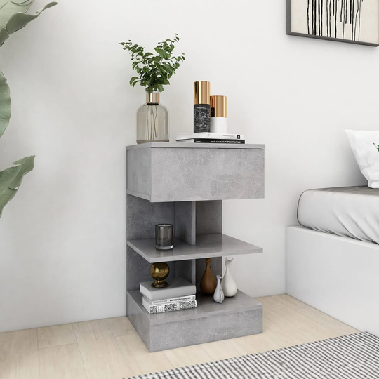 vidaXL Yöpöytä betoninharmaa 40x35x65 cm lastulevy