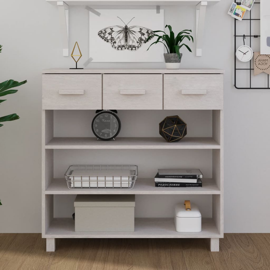vidaXL Konsolipöytä valkoinen 90x35x90 cm täysi mänty