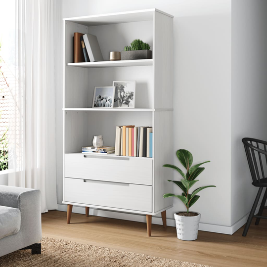 vidaXL Kirjahylly MOLDE valkoinen 85x35x170,5 cm täysi mänty