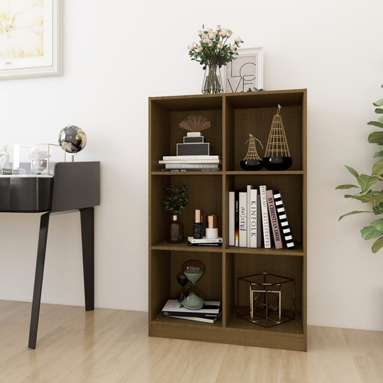 vidaXL Kirjahylly hunajanruskea 70x33x110 cm täysi mänty