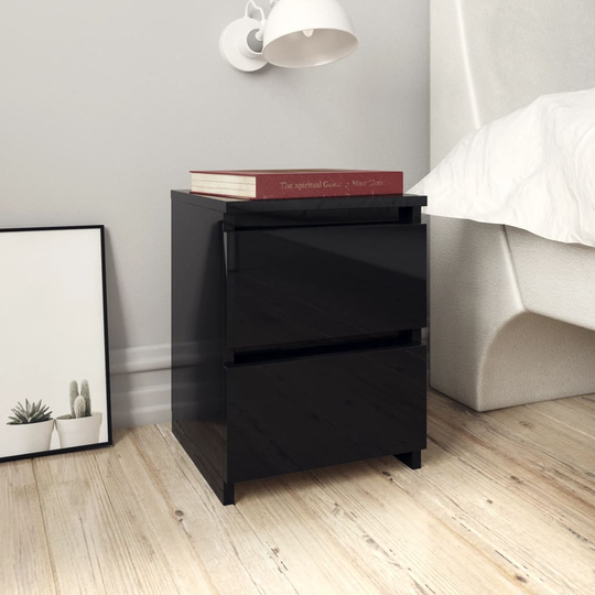 vidaXL Yöpöydät 2 kpl korkeakiilto musta 30x30x40 cm lastulevy