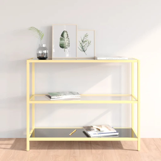 vidaXL Konsolipöytä musta ja läpinäkyvä 100x36x90 cm karkaistu lasi