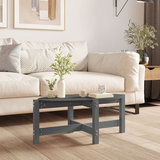 vidaXL Sohvapöytä harmaa 87x48x35 cm täysi mänty