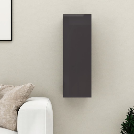 vidaXL TV-taso korkeakiilto harmaa 30,5x30x90 cm lastulevy