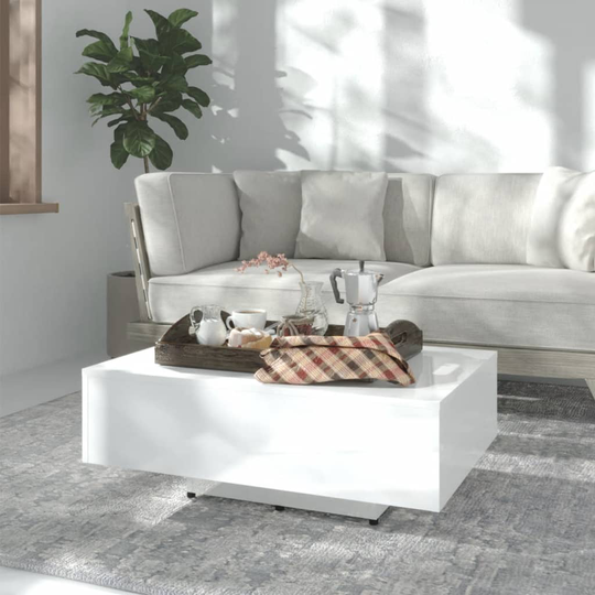 vidaXL Sohvapöytä korkeakiilto valkoinen 85x55x31 cm lastulevy