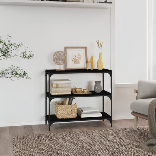 vidaXL Kirjahylly musta 80x33x70,5 cm tekninen puu ja teräs