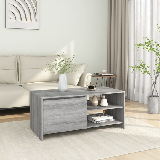 vidaXL Sohvapöytä harmaa Sonoma 102x50x45 cm tekninen puu