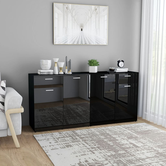 vidaXL Senkki korkeakiilto musta 160x36x75 cm lastulevy