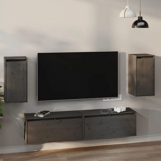 vidaXL Seinäkaapit 2 kpl harmaa 30x30x60 cm täysi mänty