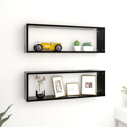 vidaXL Kuutioseinähyllyt 2 kpl musta 80x15x26,5 cm lastulevy