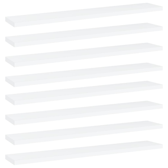 vidaXL Kirjahyllytasot 8 kpl valkoinen 60x10x1,5 cm lastulevy