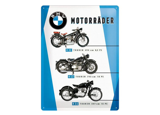 Retro metallitaulu BMW moottoripyörät 30x40 cm