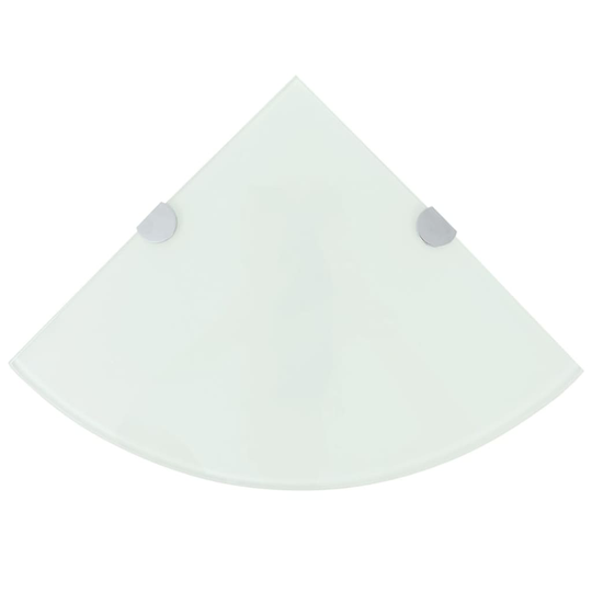 vidaXL Kulmahyllyt 2 kpl kromisilla kiinnikkeillä valk. lasi 25x25 cm