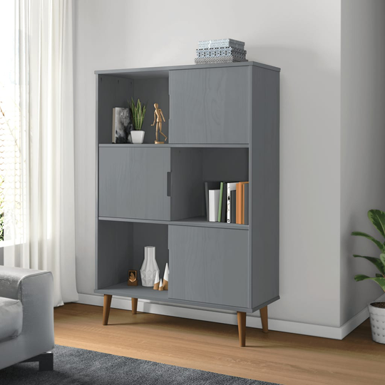 vidaXL Kirjahylly MOLDE harmaa 90x35x133,5 cm täysi mänty