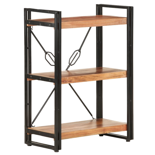 vidaXL 3-tasoinen kirjahylly 60x30x80 cm täysi akaasiapuu