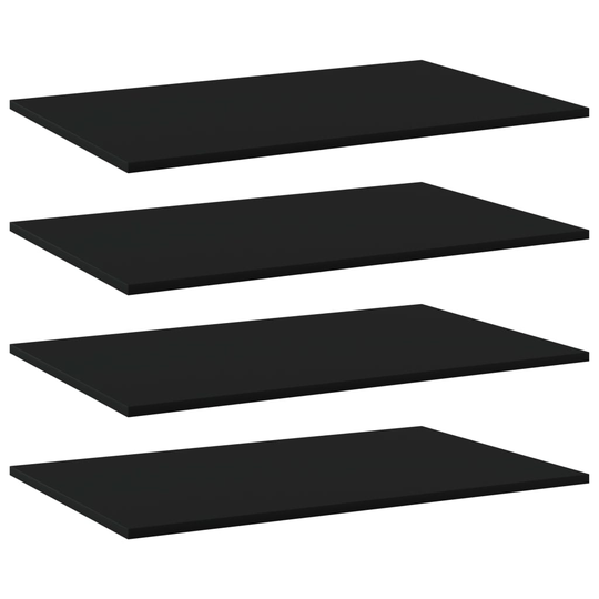 vidaXL Kirjahyllytasot 4 kpl musta 80x50x1,5 cm lastulevy